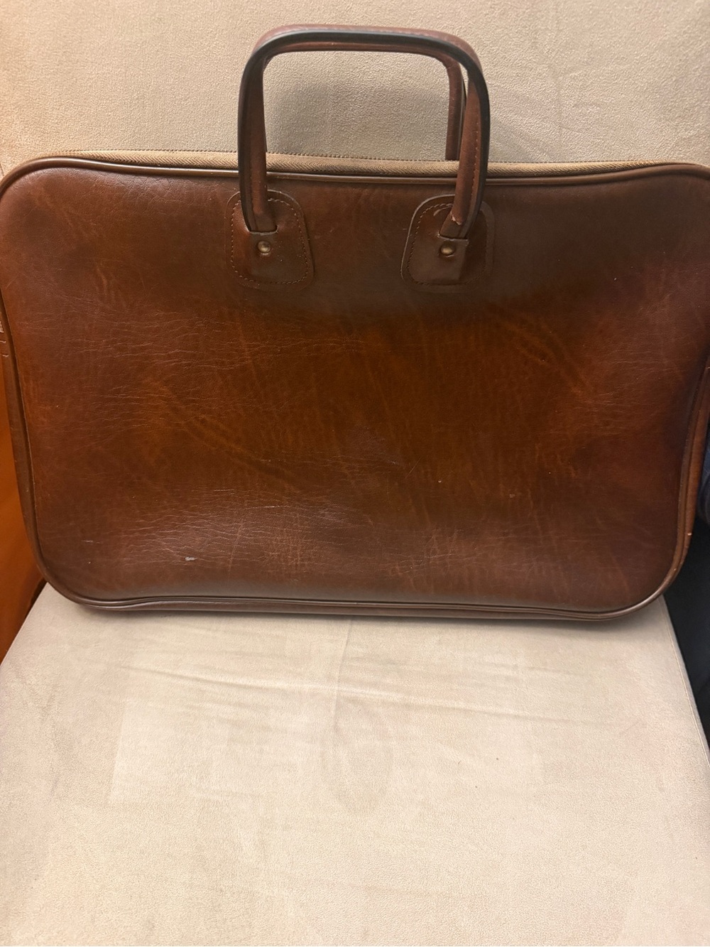 Vintage Brown Leather Briefcase - by Pegasus Classic Professional Carry